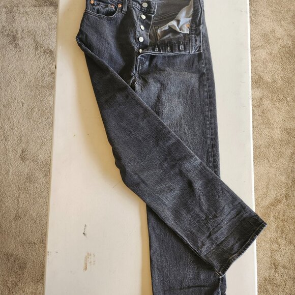 Levi’s Ribcage Straight Ankle Jeans Size 28W X 27L Black Button Fly - Picture 5 of 8
